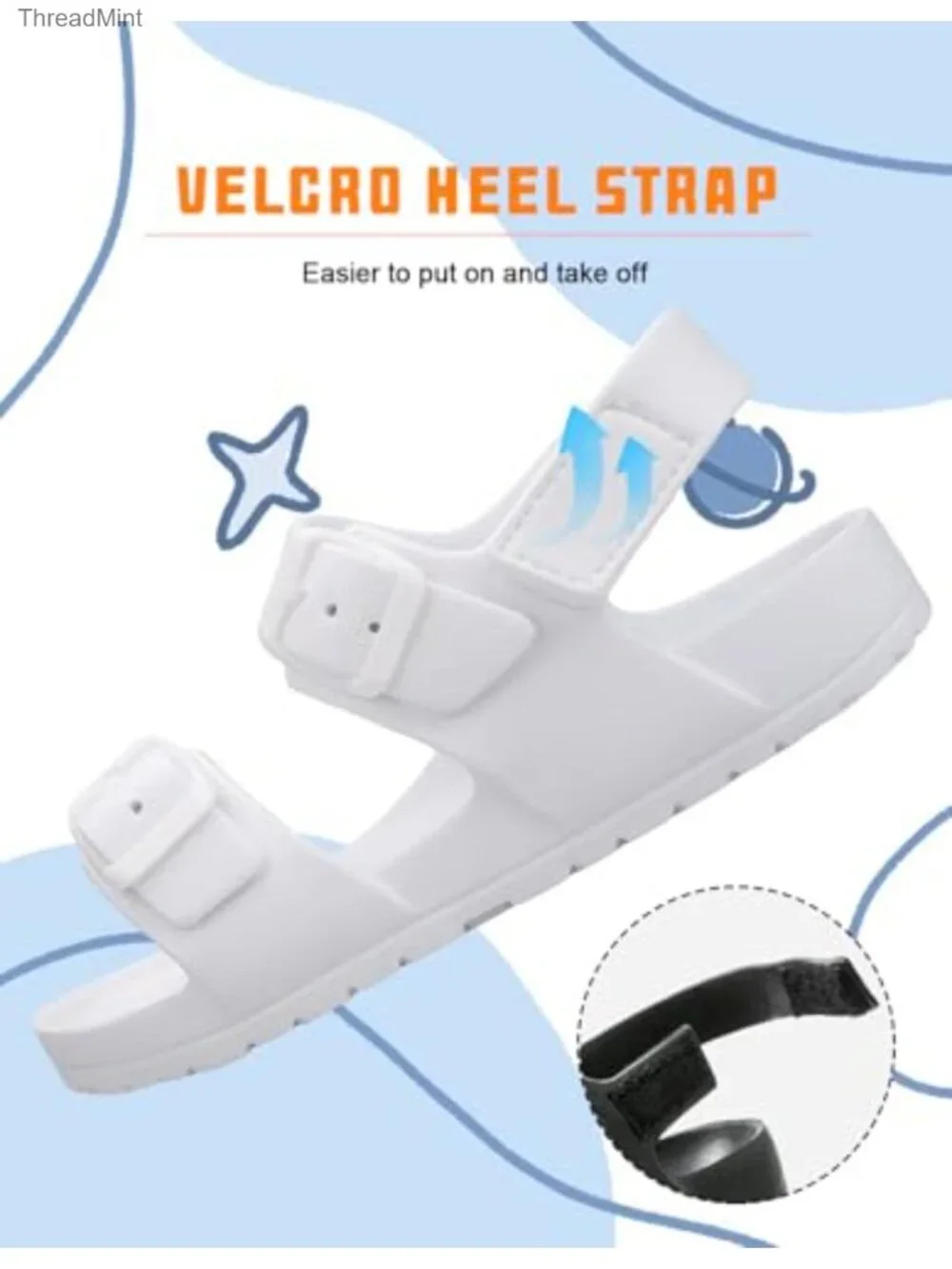 Kids Unisex Toddler Sandals Slides Double Buckle Water Shoes Summer